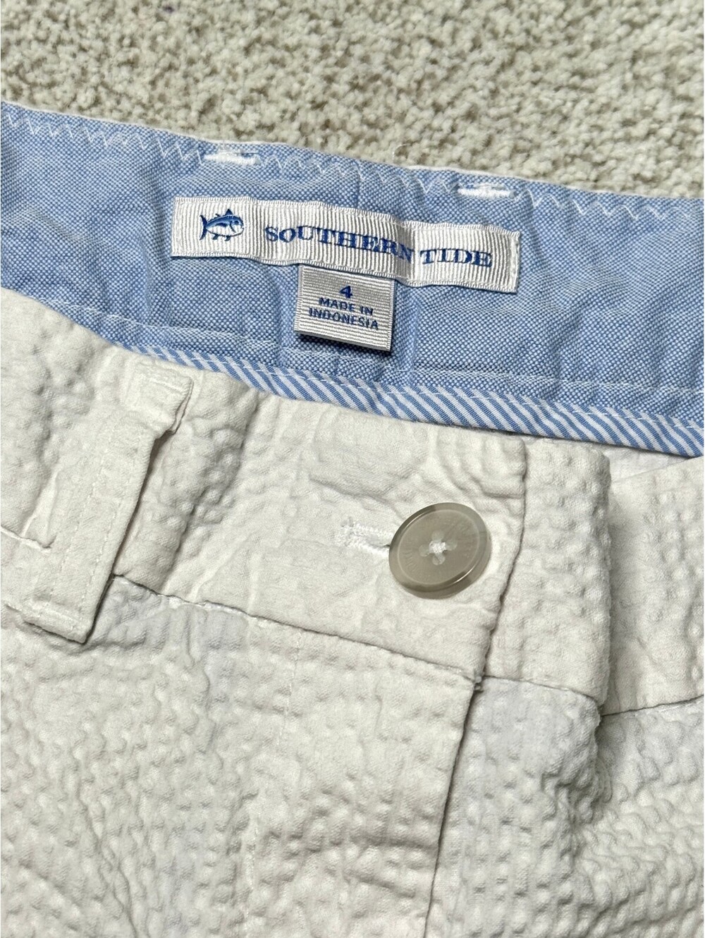 Southern Tide White Seersucker Shorts Size 4 Embroidered Skipjack Preppy - Picture 2 of 6